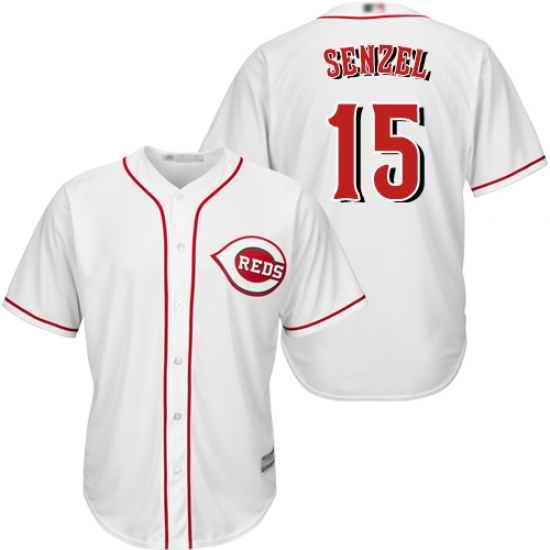 Reds 15 Nick Senzel White New Cool Base Stitched Baseball Jersey